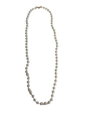 Vintage WLIND 14KGE Faux Pearl Necklace 28 Inch Graduated Cream Pearls